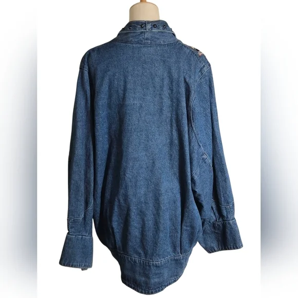 MASS New York Paris Vintage Denim Jacket with Western Accents - Picture 3 of 8